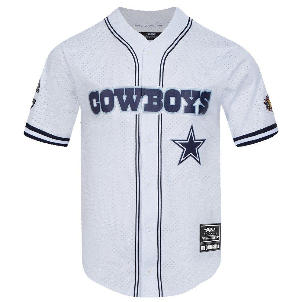 Pro Standard Men's NFL Dallas Cowboys Logo Classic Mesh Button Down Shirt - White/Navy - WHITE/NAVY
